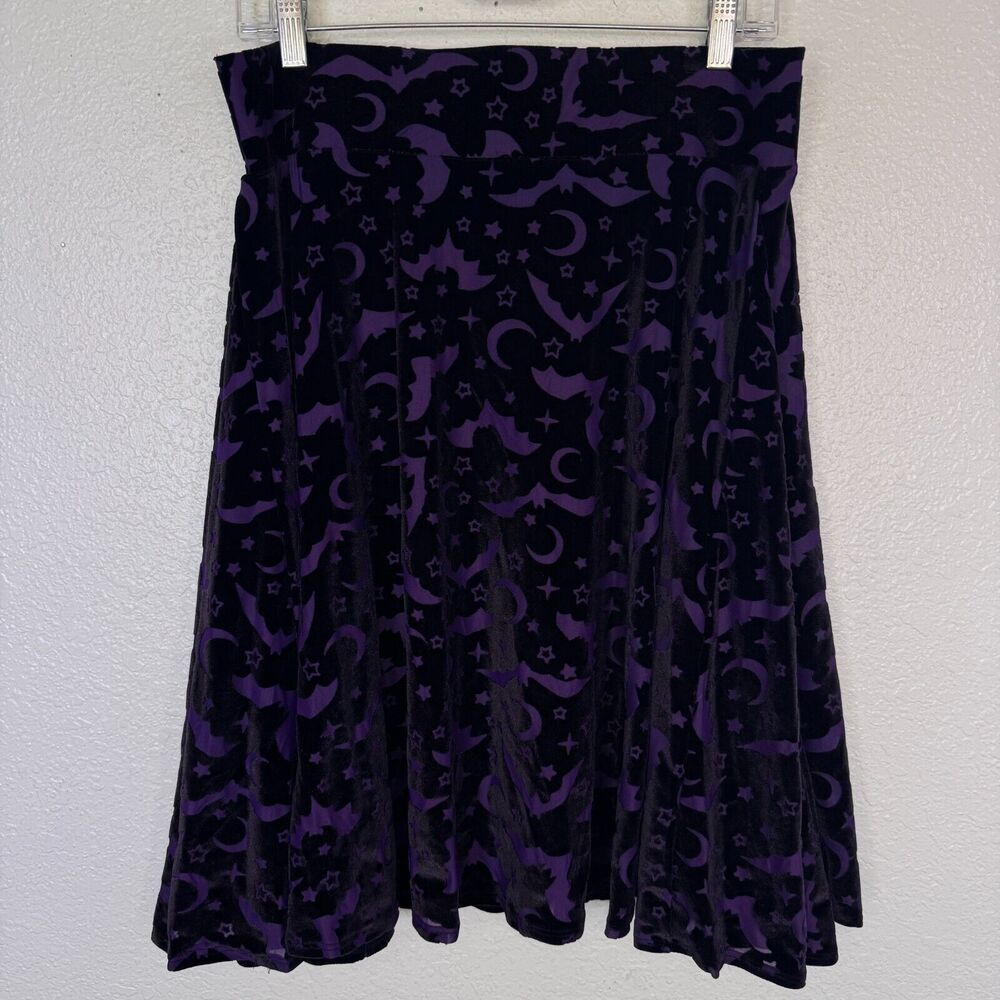 Elhoffer Essentials Skirt Women Large Julie Velvet Bats Moon Witchy Halloween
